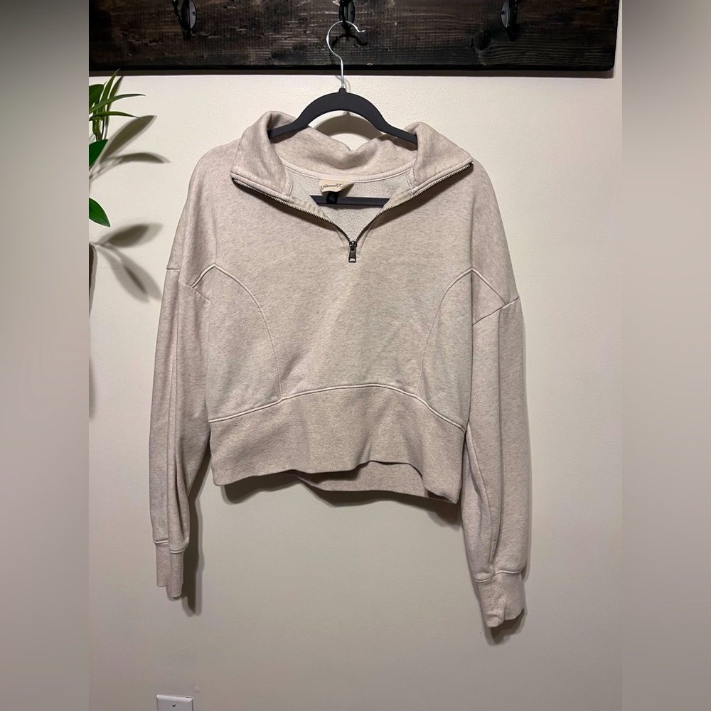 Cropped cream mid zip size large!